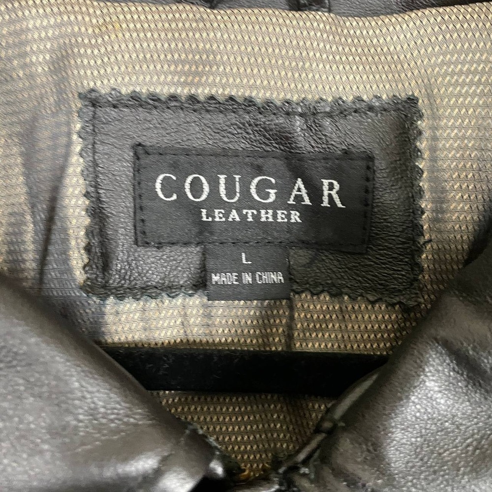 Men's Black Leather Bomber Flight Aviator Jacket Large - Picture 7 of 10